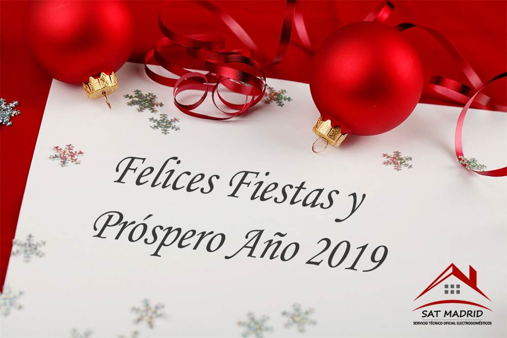SAT Madrid, Reparación de Electrodomésticos, te desea Felices Fiestas y Próspero Año 2019